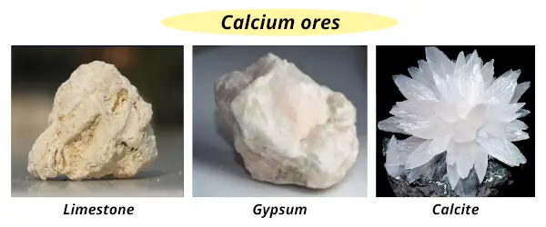 calcium ores (lime-stone, gypsum, calcite)