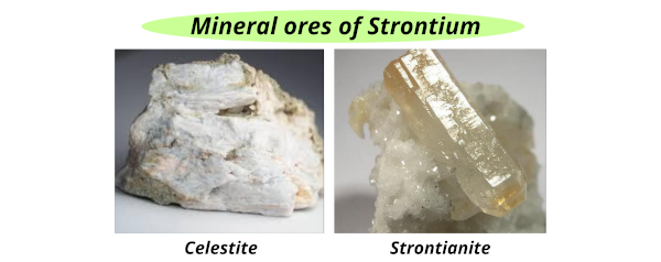 mineral ores of strontium (celestite and strontianite)
