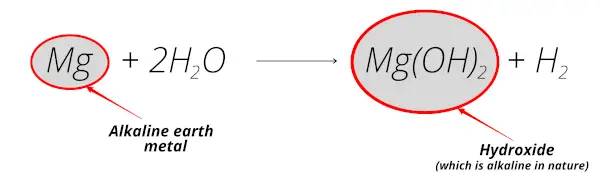 reaction of magnesium (alkaline earth metal) with water equation