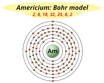 Bohr model of americium (Electrons arrangement in americium, Am)
