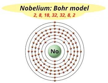 Bohr model of nobelium (Electrons arrangement in nobelium, No)